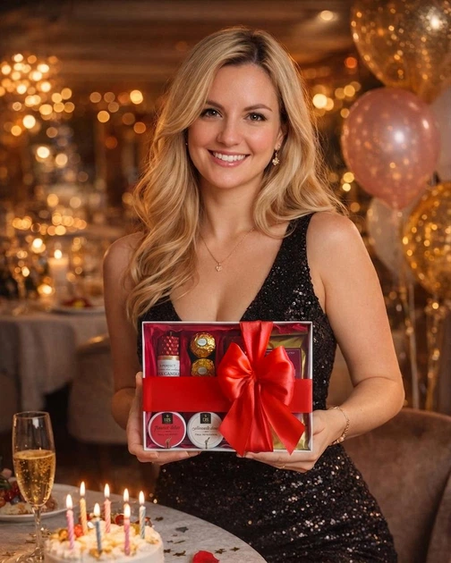 Подарунок на День народження Корпоративний з свічками медом Кавою та Ferrero - изображение 3
