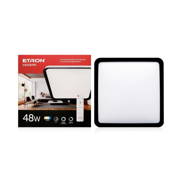Светодиодный светильник с пультом ETRON Smart MODERN 1-ESP-2007 48W black&white IP20 - Фото 1 Светодиодный светильник с пультом ETRON Smart MODERN 1-ESP-2007 48W black&white IP20 - изображение 1
