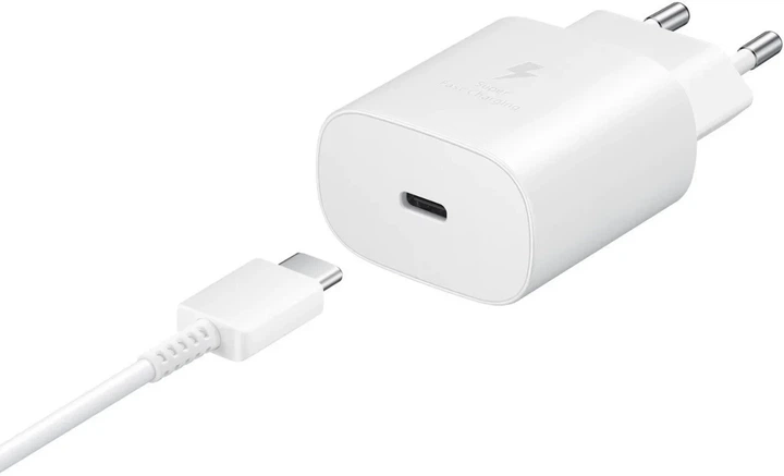 Комплект зарядки для Samsung 25W USB-C + Кабель Type-C to Type-C (White) - Фото 2 Комплект зарядки для Samsung 25W USB-C + Кабель Type-C to Type-C (White) - зображення 2