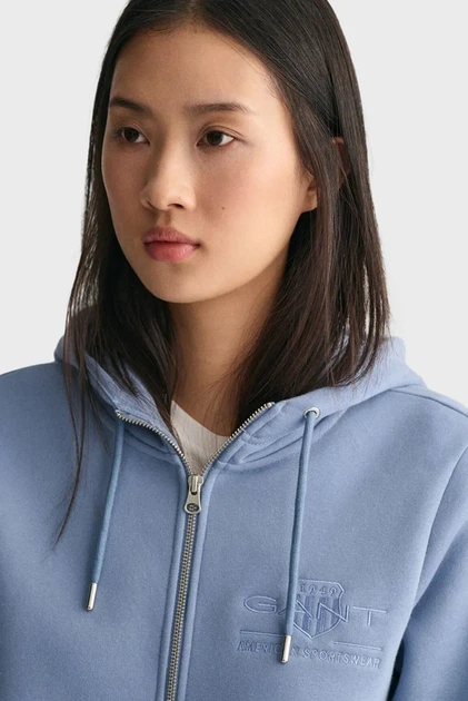 Жіноче блакитне худі REG TONAL SHIELD ZIP Gant M 4200671 - изображение 4