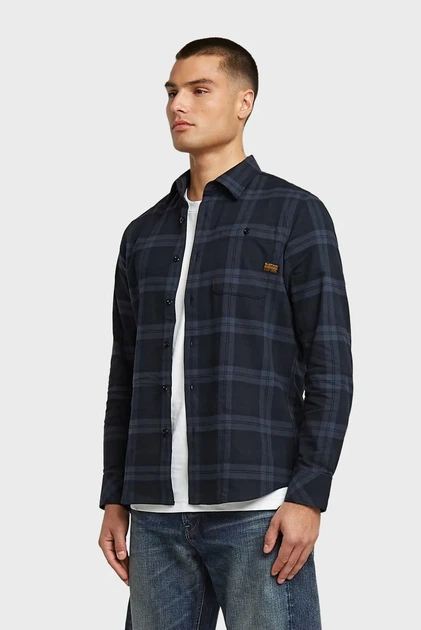 Чоловіча темно-синя картата сорочка Bristum 2.0 Slim Shirt l/s/ G-Star S D23553,D748 - Фото 3 Чоловіча темно-синя картата сорочка Bristum 2.0 Slim Shirt l/s/ G-Star S D23553,D748 - изображение 3