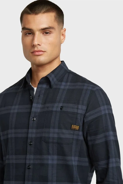 Чоловіча темно-синя картата сорочка Bristum 2.0 Slim Shirt l/s/ G-Star S D23553,D748 - Фото 5 Чоловіча темно-синя картата сорочка Bristum 2.0 Slim Shirt l/s/ G-Star S D23553,D748 - изображение 5