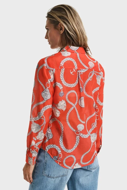 Жіноча червона сорочка з візерунком REG SAILING PRINT Gant 36 4300456 - изображение 3