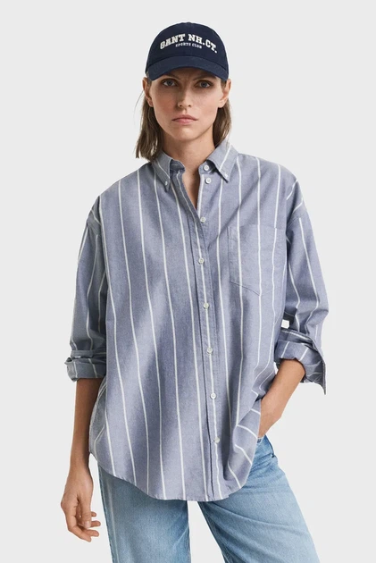 Жіноча блакитна сорочка у смужку OS STRIPED CLASSIC OXFORD Gant 38 4300525 - Фото 6 Жіноча блакитна сорочка у смужку OS STRIPED CLASSIC OXFORD Gant 38 4300525 - изображение 6