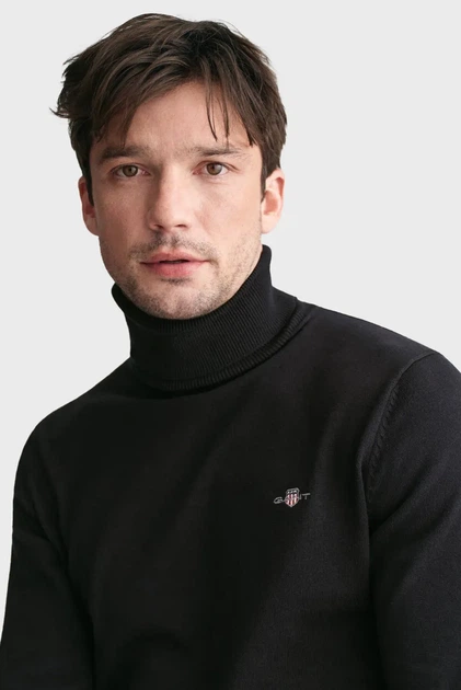 Чоловічий чорний гольф CLASSIC COTTON ROLLERNECK Gant XXL 8030563 - Фото 5 Чоловічий чорний гольф CLASSIC COTTON ROLLERNECK Gant XXL 8030563 - изображение 5
