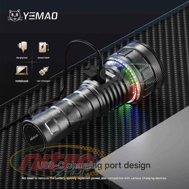 Ліхтар YEMAO YM-A12 12XTE+RGB 1x21700 ЗП Type-C - зображення 6