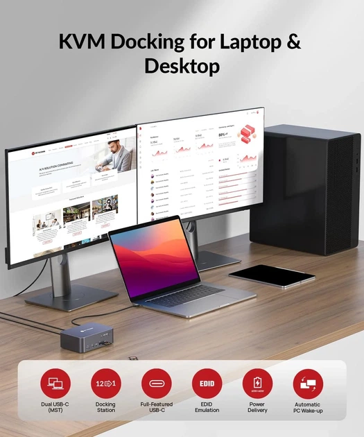 Док-станция AV ACCESS iDock C10 / USB-C / Двойной 4K@60Hz / 60W PD / Gigabit Ethernet / Черная k1 - изображение 5
