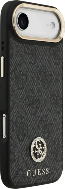 Etui Guess 4G Strass Logo & Big Strap Metal Buttons MagSafe do Apple iPhone Air Black (GUHMP17MP4G4DCSK) - obraz 4