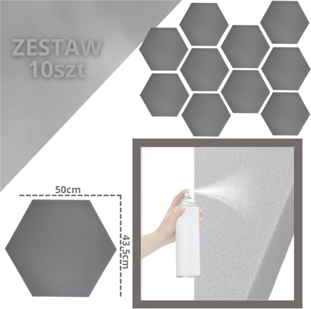 Zestaw Paneli akustycznych DNA AM3 GY 10 szt. szare (5908249825154) - obraz 2