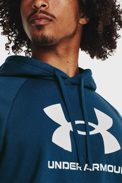 Чоловіче темно-синє худі UA Rival Fleece Logo HD Under Armour S 1379758-426 - изображение 4