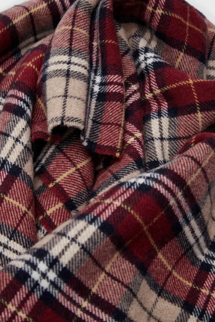 Чоловічий бордовий картатий вовняний шарф MULTI CHECK SCARF Gant OS 9920204 - изображение 3