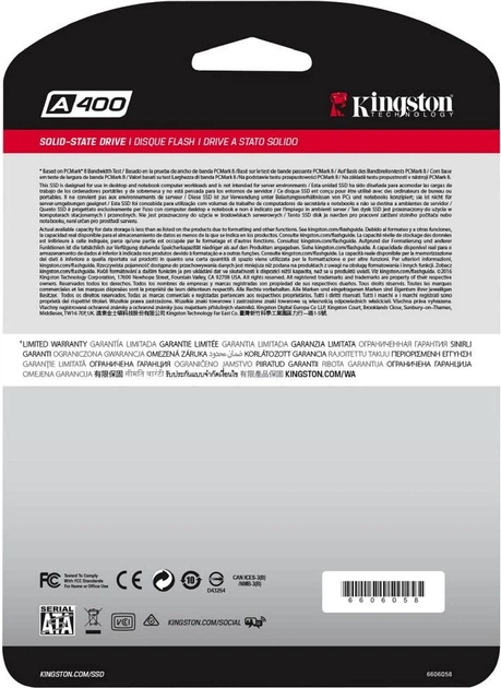 SSD диск Kingston SSDNow A400 240GB 2.5" SATAIII 3D TLC (SA400S37/240G) - изображение 4