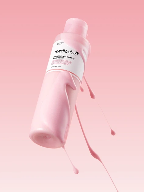 Молочный тонер с полинуклеотидами и пептидами Medicube PDRN Pink Niacinamide Milky Toner 150 ml - изображение 3
