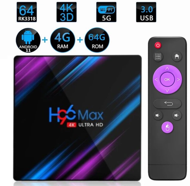 Смарт ТВ приставка H96 MAX V11 4/64 Гб Smart TV Box Android 11 - изображение 2