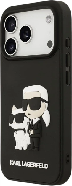 Чохол Karl Lagerfeld Silicone 3D Rubber Karl and Choupette для Apple iPhone 17 Pro Black (KLHCP17L3DRKCNK) - зображення 3