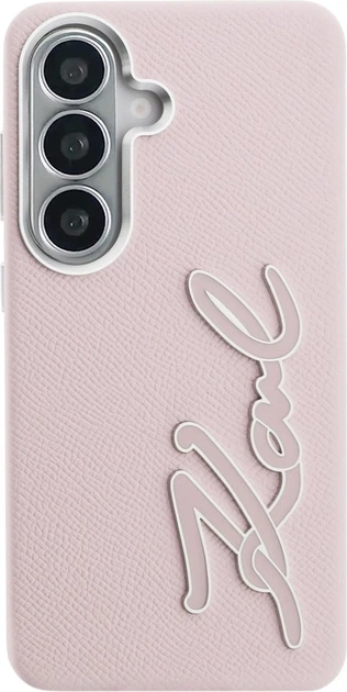 Чохол Karl Lagerfeld Grained Signature Metal Resin Logo для Samsung Galaxy S26 Pink (KLHCS26SPGFKSRSP) - зображення 2