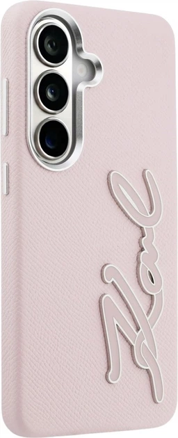 Чохол Karl Lagerfeld Grained Signature Metal Resin Logo для Samsung Galaxy S26 Pink (KLHCS26SPGFKSRSP) - зображення 4