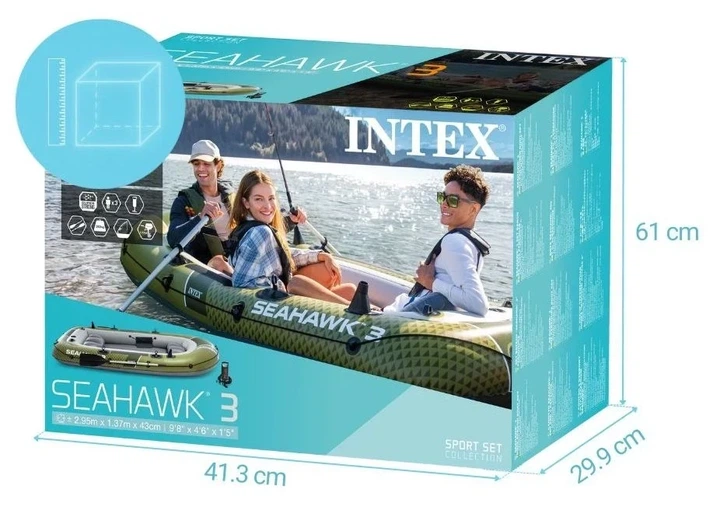 Надувная Лодка Интекс Intex Seahawk 3 с надувными сиденьями 295 x 137 x 43 см Трёхместная - Фото 9 Надувная Лодка Интекс Intex Seahawk 3 с надувными сиденьями 295 x 137 x 43 см Трёхместная - изображение 9
