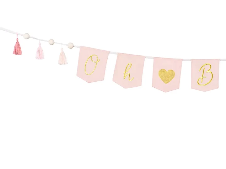 Baner PartyDeco Oh Baby z frędzlami 2,5 m Jasnoróżowy (GRL100-081J) (5904555015210) - obraz 3