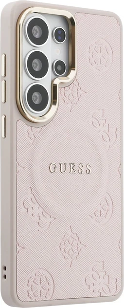 Чохол Guess Saffiano Peony Embossed Ring MagSafe для Samsung Galaxy S26 Ultra Pink (GUHMS26LPSAMSECP) - зображення 4