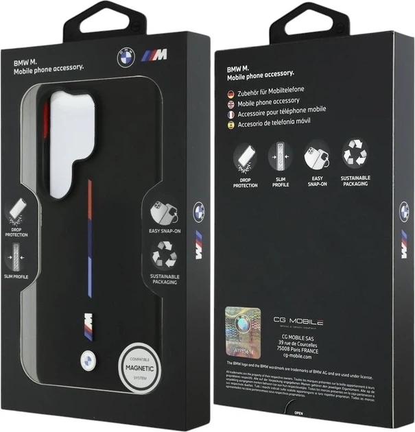 Чохол BMW M Silicone Tricolor Line MagSafe для Samsung Galaxy S26 Ultra Black (BMHMS26L25SITMIK) - зображення 8