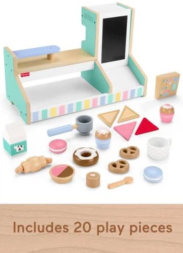 Дерев’яний набір для гри Fisher-Price Wood кафе 20 елементів 689018 (194735238675) - зображення 2