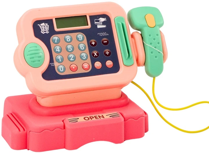 Kasa fiskalna LeanToys nauka liczenia z efektami 31 elementów Różowa 628233 (5905991015031) - obraz 2