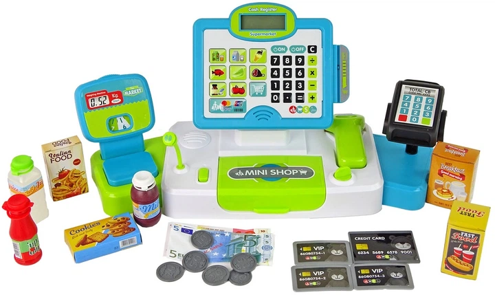 Kasa sklepowa LeanToys Happy Cashier z efektami 23 elementów 511461 (1818912522430) - obraz 2