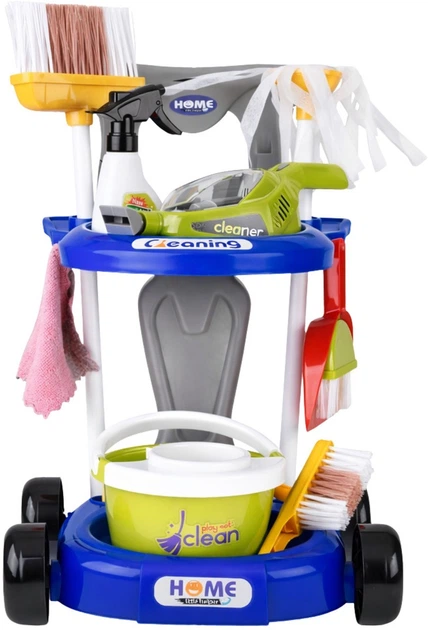 Zestaw do sprzątania LeanToys Little Helper wózek odkurzacz interaktywny z akcesoriami 20 elementów 763731 (5905991088806) - obraz 2