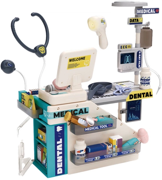 Zestaw lekarski LeanToys dentysta farmaceuta z akcesoriami i efektami 51 elementów 741161 (5905991077213) - obraz 2