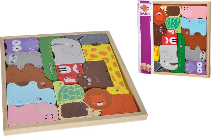 Puzzle Eichhorn drewniane kształty zwierząt w drewnianym pudełku 14 elementów 5632892 (4003046010008) - obraz 2