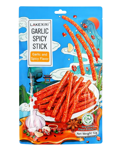 Снек Латяо Lakexixi Garlic Spicy Stick острые палочки с чесноком 92г - Фото 1 Снек Латяо Lakexixi Garlic Spicy Stick острые палочки с чесноком 92г - изображение 1