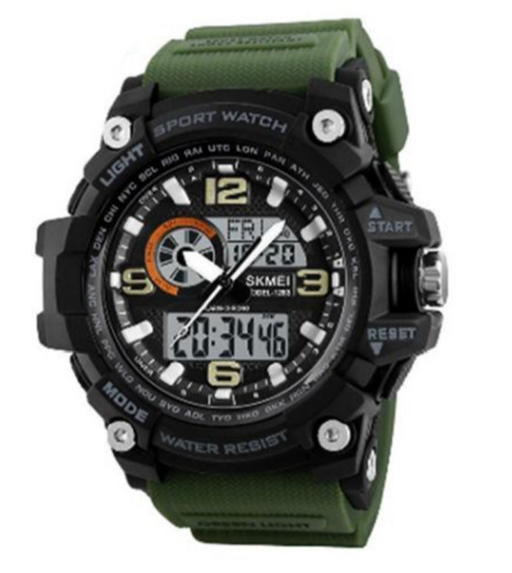 Мужские часы SKMEI 1283AG кварцевые стрелочно электронные 50 м Army Green - Фото 2 Мужские часы SKMEI 1283AG кварцевые стрелочно электронные 50 м Army Green - изображение 2