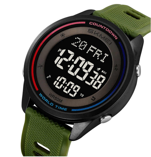Мужские часы SKMEI 2348AG цифровые водозащита 50 м Army Green - изображение 2