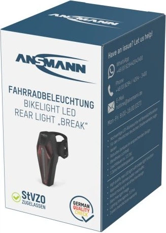 Lampka rowerowa Ansmann tylna LED 180mAh 3W czarna (4013674194490) - obraz 2