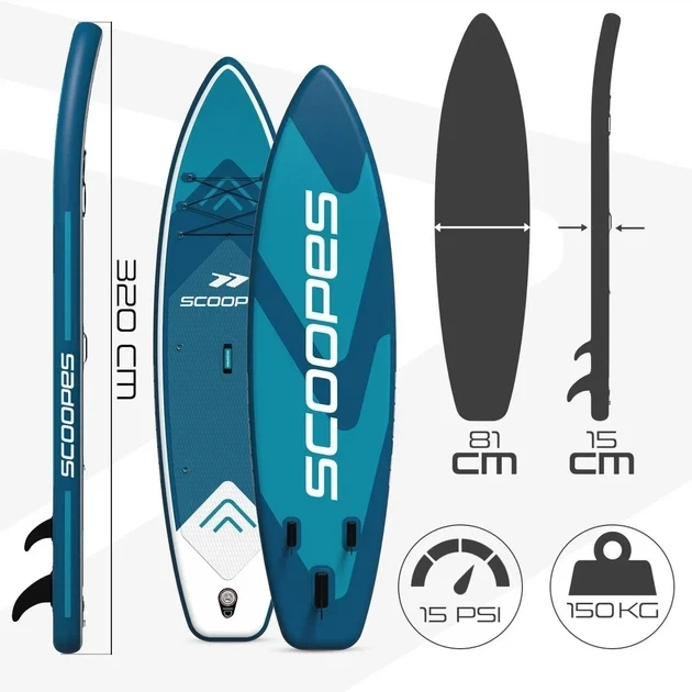 Надувна SUP дошка Scoopes Velo 320 см із веслом, сидінням, насосом та повним комплектом аксесуарів (112749) - зображення 4