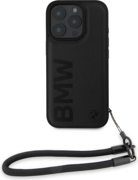 Etui plecki BMW Signature Leather Wordmark Cord do Apple iPhone 16 Pro Black (BMHCP16L23RMRLK) - obraz 2