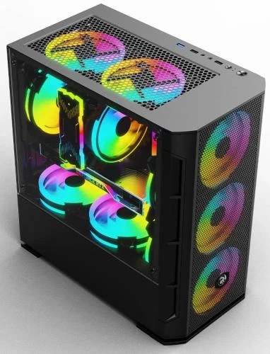 Корпус 2E Gaming CALLEO Black, без БЖ, Mini Tower, для Micro ATX / Mini ITX, 2xUSB 2.0, 1xUSB 3.0, 4x120 ARGB Fan, бічна панель із загартованого скла (2E-GB700) - зображення 3