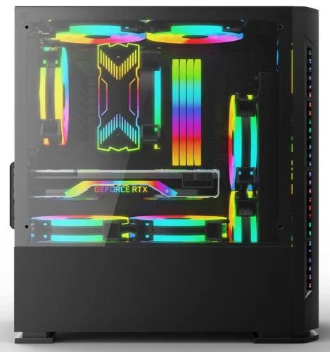 Корпус 2E Gaming CALLEO Black, без БЖ, Mini Tower, для Micro ATX / Mini ITX, 2xUSB 2.0, 1xUSB 3.0, 4x120 ARGB Fan, бічна панель із загартованого скла (2E-GB700) - зображення 5