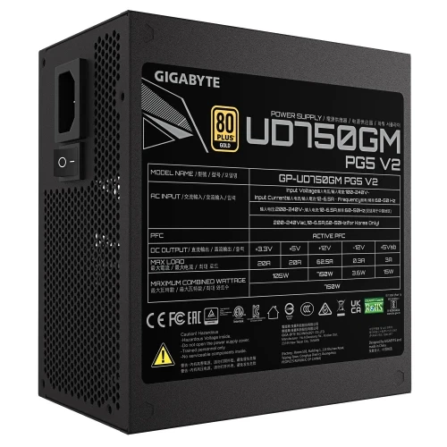 Блок питания 750 Вт, Gigabyte UD750GM PG5 V2, Black (GP-UD750GM PG5 V2) - изображение 5