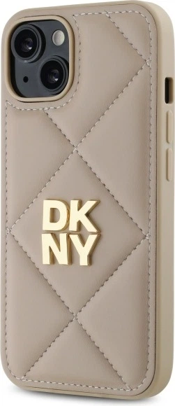 Etui plecki DKNY Quilted Stack Logo do Apple iPhone 14 Beige (DKHCP14SPQDSLE) - obraz 2