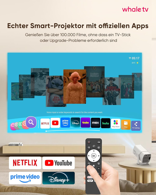 Смарт-проектор PYIER 4K Full HD WiFi 6 Bluetooth: портативный мини-кинотеатр, Netflix, автокоррекция, поворот 270°, Android TV - Фото 3 Смарт-проектор PYIER 4K Full HD WiFi 6 Bluetooth: портативный мини-кинотеатр, Netflix, автокоррекция, поворот 270°, Android TV - изображение 3