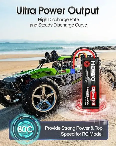 Комплект акумуляторів Hoovo 2S 7.4V 5200mAh 80C LiPo EC3: Батареї для RC-моделей, машин, дронів та катерів — 2 шт - зображення 6