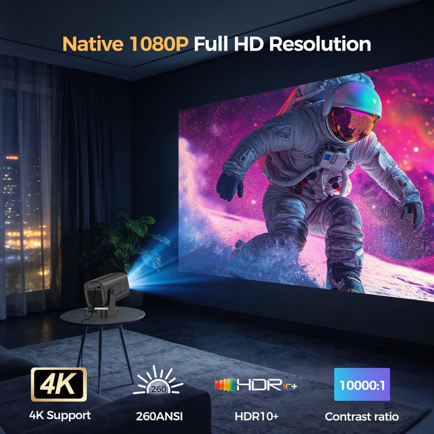 Видеопроектор Alwtniet HY310 4K Full HD Android 11. Ваш персональный кинотеатр с автокоррекцией и Wi-Fi 6 - изображение 5