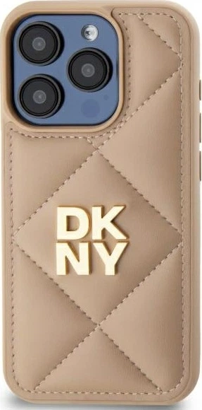 Etui plecki DKNY Quilted Stack Logo do Apple iPhone 15 Pro Beige (DKHCP15LPQDSLE) - obraz 3