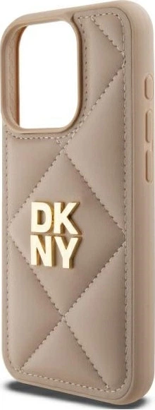 Etui plecki DKNY Quilted Stack Logo do Apple iPhone 15 Pro Beige (DKHCP15LPQDSLE) - obraz 6