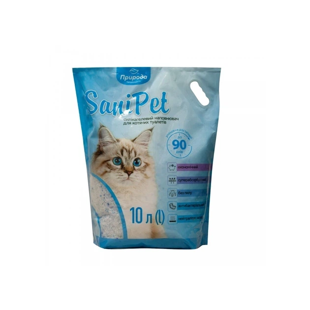 Наповнювач Sani Pet для котячого туалету силікагелевий 10 л, гігієна для котиків - Фото 1 Наповнювач Sani Pet для котячого туалету силікагелевий 10 л, гігієна для котиків - зображення 1