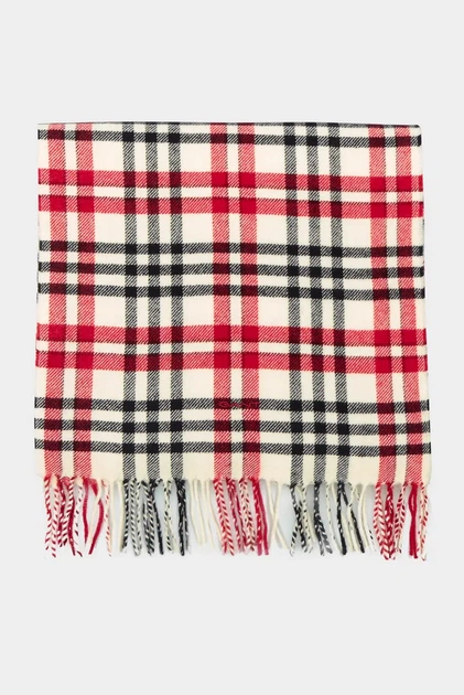 Чоловічий білий картатий вовняний шарф CHECK TWILL SCARF Gant OS 9920165 - изображение 2