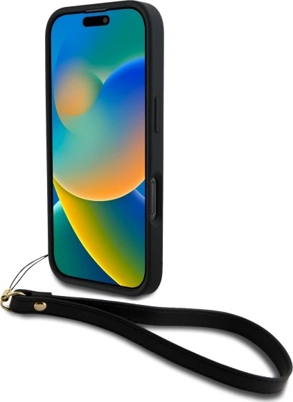 Панель DKNY Wrist Strap Stock Logo для Apple iPhone 16 Pro Black (DKHCP16LPBSWSK) - зображення 4