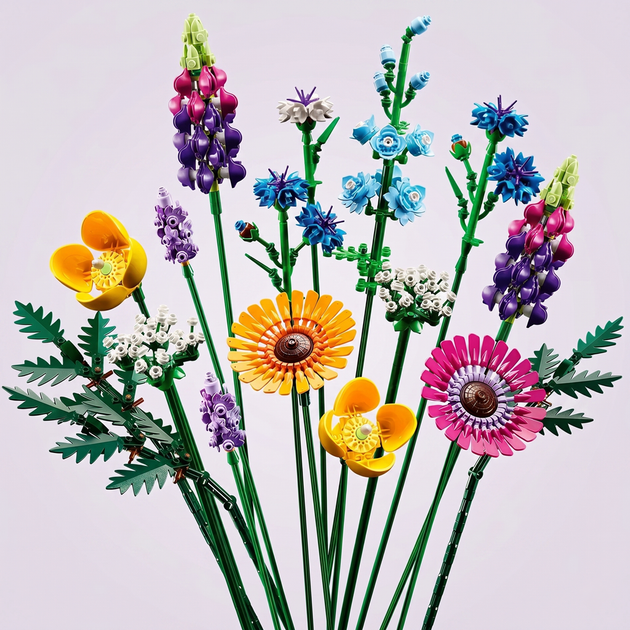 Конструктор Букет полевых цветов, интерьерная композиция в стиле Botanical, совместимый с известными брендами - изображение 7